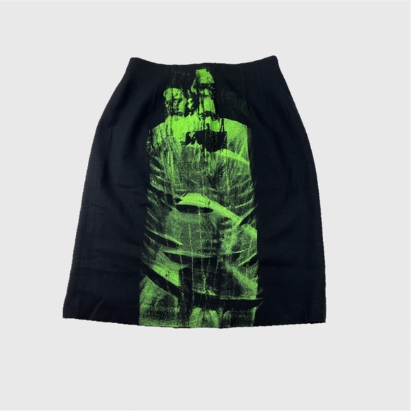 "Darkside GR-021"   
Neon Green Smear Print Long Skirt 👁 - Picture 1 of 3